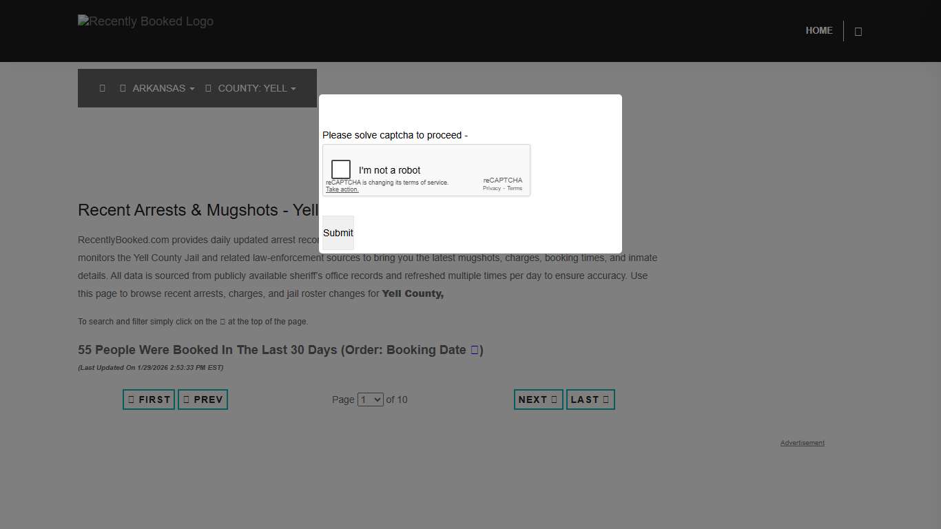 Yell County, Arkansas Mugshots RecentlyBooked.com